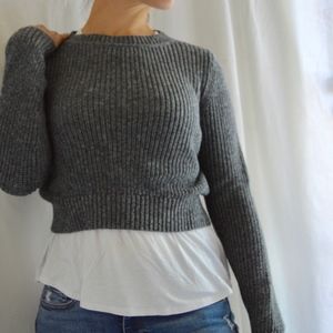 Small, Gray Crop Sweater